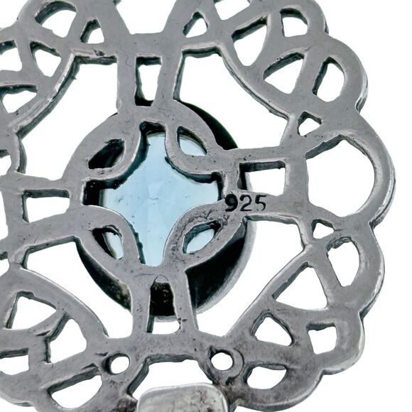 Vintage Sterling Silver 925 Celtic Twist Knot Blue Crystal Slide Pendant - Picture 3 of 6
